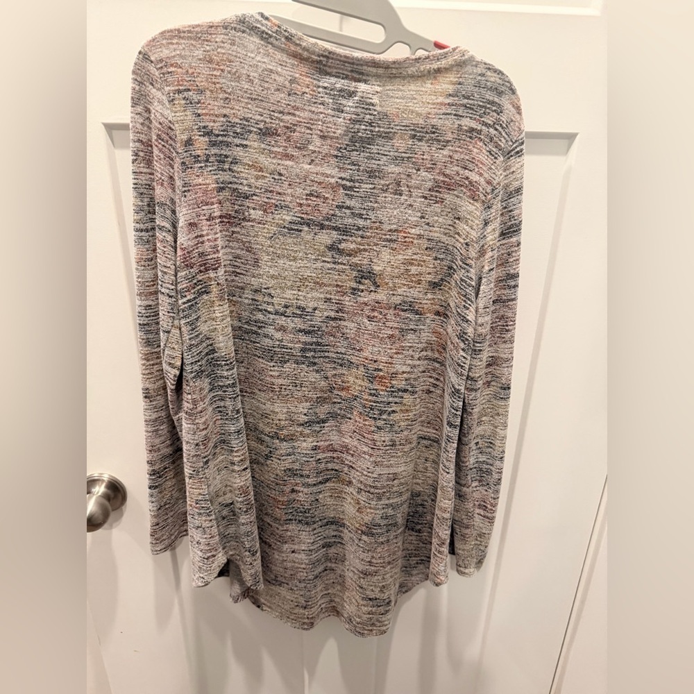 Cupio Marled Knit V Neck Top Size Large Long Sleeve Soft Stretch - Picture 3 of 8